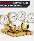 Go-To Dual Stage Oxygen And Acetylene Regulator Set With Easy Read Gauges, Brass Regulators close-up with copper finish