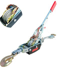 Heavy Duty 11,000 Lbs Come Along Winch With 12 Ft Steel Cable And 3 Hooks, Dual Gear Power Puller for recovery and construction use.