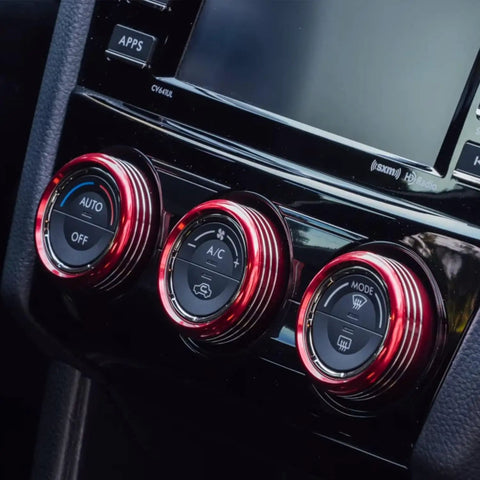 Red AC Knob Cover and Center Console Button Ring Trim for Forester 2014-2018, Crosstrek 2013-2017, Impreza 2014-2016, WRX STi 2015-2020