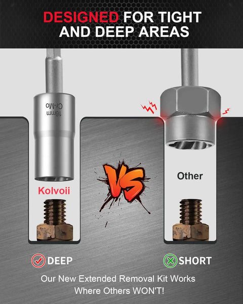 Comparison between 16mm CR-MO steel bolt extractor and standard tool on rusted bolts