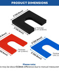 DIY Ready 36 Piece Auto Lift Leveling Shim Kit dimensions showing black 1/4 inch, red 1/8 inch, and blue 1/16 inch shims.