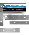 50 x 12 x 1.5 mm (1.97 x 0.47 x 0.06 in), 2 in (50.8 mm) Carbide Double-Edged Scraper Inserts Pack of 10