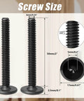 30 Pack Flat Head Socket Cap Screws For Furniture 1/4-20 X 2 Inch Black Allen Bolts, showing dimensions and details.