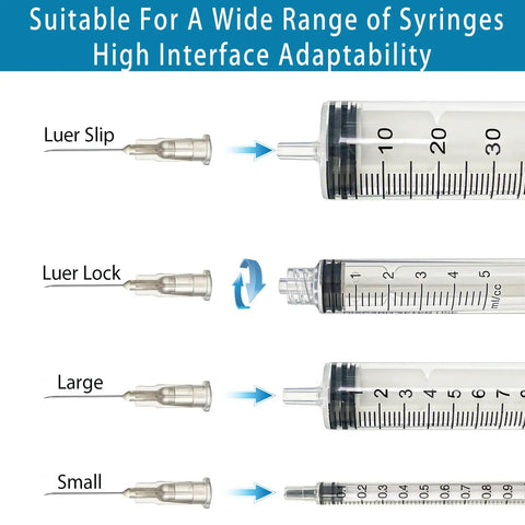 100 Pieces 27 Gauge Five Eighth Inch Luer Lock Lab Gear Individually Packaged For Easy Portability And Versatile Interfaces Stainless Steel And Polypropylene Components with syringe interface examples