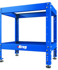 Blue Multi Purpose Shop Stand With Adjustable Height From 31 To 39 Inches Beefy 12 And 16 Gauge Steel Table Four Levelers