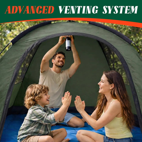 Family enjoying inside 2 To 3 Person Camping Tent With Rainfly Waterproof And Windproof Dome Shelter Easy Setup And Portable