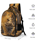 Wild Leopard Print Backpack For Everyone with large capacity, durable polyester, and smooth zipper, unisex design.