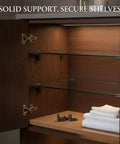 Multipurpose Zinc Alloy Shelf Supports For Glass And Wood Shelves in cabinet with folded towels, showcasing mounting hardware.