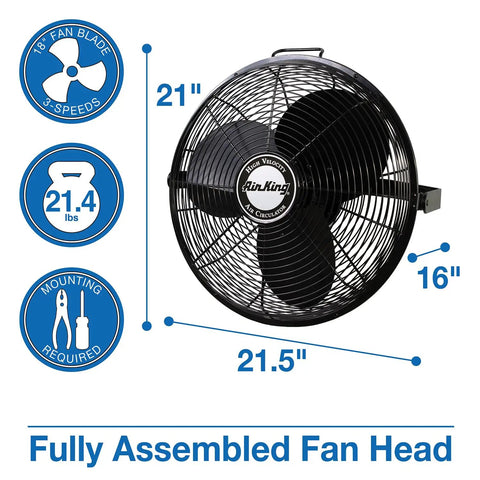 Beefy 18 Inch High Velocity Multi Mount Industrial Fan With Three Speed Settings Pivoting Head Built Tough From Powder Coated Steel For Real Deal Airflow In Commercial And Industrial Spaces