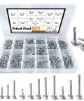 410 Stainless Steel TEK Self Tapping Screws Assortment For Metal Self Drilling Hex Head 430 Piece Pack displayed in case