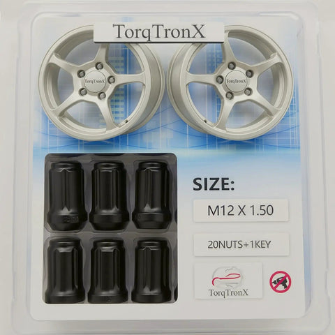 Top Tier 20 Pc M12 X 1.5 Spline Lug Nuts For Heavy Duty Rims With One Socket Key Kit Cold Forged Steel Upgrade Secure Grip And Durable Fitment, 20-pack kit