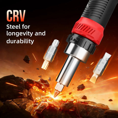 Ratcheting Screwdriver Set 26 In 1 With Double Ended CRV Bits Magnetic Demagnetizer exploding rocks illustration