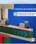 Automatic Carton Sealer With Size Adjustment For Heavy-Duty Shipping, No-Nonsense Box Sealing Machine With Adjustable Width, Tape Apply And Cut Function, Perfect For Commercial Packaging Lines, close-up of tape heads