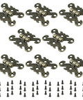 Antique Mini Folding Hinge Set 8 Pieces H Shape Decorative Hinges For Jewelry Boxes Vintage Wooden Cases Cabinets Toolboxes Gift Boxes And Home Decor 39 By 30 Mm shown with screws