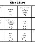 Size chart for 270 Piece O Ring Kit For Car Air Conditioning With 18 Sizes Made Of NBR Rubber Seals For Compressor And AC Gasket Assortment.