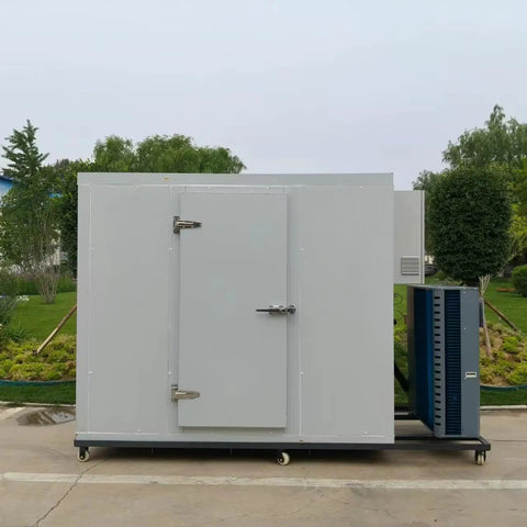 Custom Cold Room Build Top Shelf Heavy Duty Industrial Walk In Freezer featuring side view with external compressor unit.