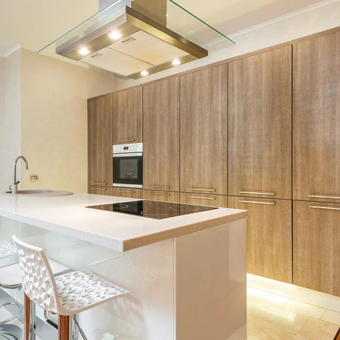Modern kitchen with 10 Inch Brushed Brass Cabinet Pulls 30 Pack Square Bar Kitchen Handles Gold Hardware For Cabinets And Drawers