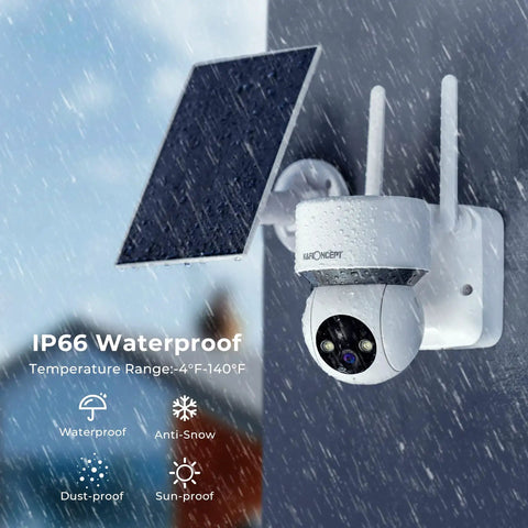 Solar Wireless Outdoor Security Camera With PTZ Control And Motion Detection, Built In Siren, 1080P battery camera in rain
