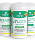 Three sealed canisters of 70 Percent Isopropyl Alcohol Wipes For Your Electronics And Screens, 80 Count Per Pack In Sealed Canister