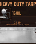 Beefy All Weather Heavy Duty Waterproof Tarp 16 Mil Thick, 10x12 Feet, Reversible Poly Tarp With Grommets, UV Resistant detail