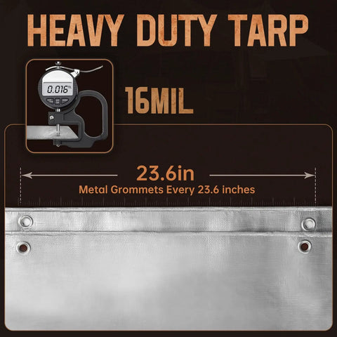 Beefy All Weather Heavy Duty Waterproof Tarp 16 Mil Thick, 10x12 Feet, Reversible Poly Tarp With Grommets, UV Resistant detail