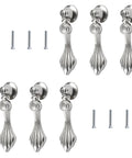 Six Pack Vintage Zinc Alloy Pendant Pulls Featuring Knockout Fluted Tear Drop Shape And Slick Silver Plate Finish For Straight Up Home Refresh Cabinet Wardrobe Door Hardware Upgrade with screws.