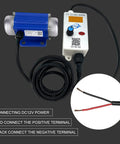 Mini Brushless DC Vibration Motor 12V 30W With 7000 RPM Digital Display IP65 Waterproof shown with connecting cables.