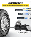 Heavy Duty One Inch Air Impact Wrench Twin Hammer Pneumatic Torque Gun 5800 Nm 3400 Bpm shown in use on a tire.