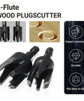 4-flute wood plug cutters from 18 Piece Countersink Drill Bit Set With HSS Tapered Bits And Wood Plug Cutters