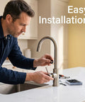 240 Piece Rubber Washers Set In 6 Sizes Black Sealing Gaskets For Plumbing And DIY Repairs Durable Heat Resistant Seals For Home Maintenance Projects Right Now. Man installing black rubber washer on kitchen faucet