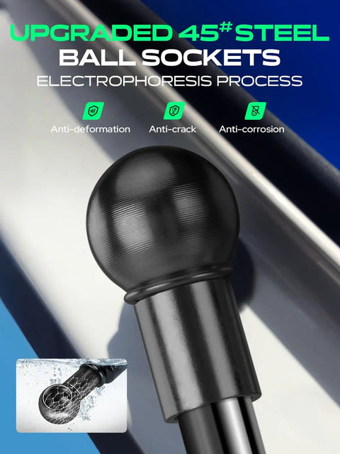 Close-up of upgraded steel ball socket for Set Of 2 Rear Window Glass Lift Supports Gas Struts Replacement.