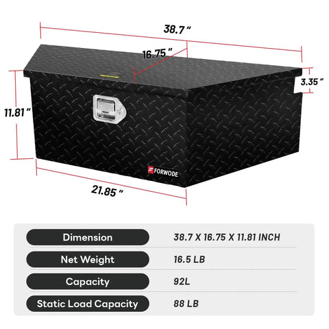 Kickass Security 39 Inch Trailer Tongue Toolbox Lockable Aluminum Tool Chest Features Diamond Plate Construction And Rock Solid Build To Keep Your Gear Secure On Rough Trails