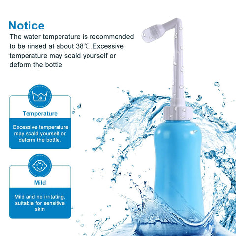 On The Go Bidet For Travel Large 450ml Capacity Handheld Blue No Batteries Needed Eco Friendly Personal Toilet Cleaner Squeeze Bottle Keeps You Clean On The Go with water splash design