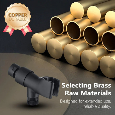 All Metal Shower Head Holder Mount For Handheld Showers Rugged Heavy Duty Solid Brass Ball Joint 360 Degree Swivel Nozzle, matte black