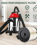 Red Stripe Vacuum Cartridge Filter Replacement For Wet Dry Vacuums 5 To 32 Gallon And Larger 2 Pack shown with vacuum cleaner