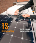 Person using 6 In 1 Solar Panel Connector Kit With DC5521 7909 8020 Anderson EC5 XT60 Adapters, portable installation on RV roof.
