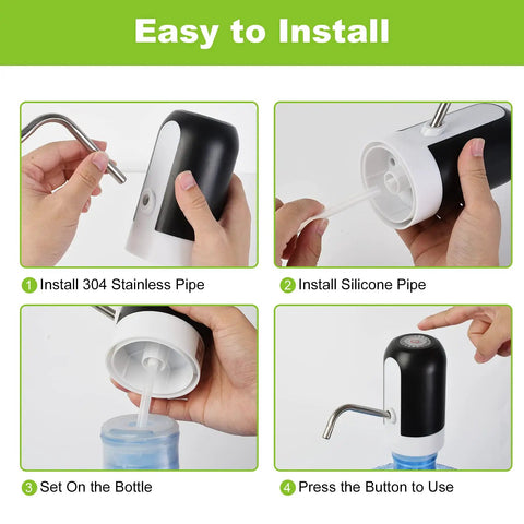 Installation steps for Portable 5 Gallon Water Pump Dispenser With Rechargeable Built In Battery Electric Drinking Water Pump.