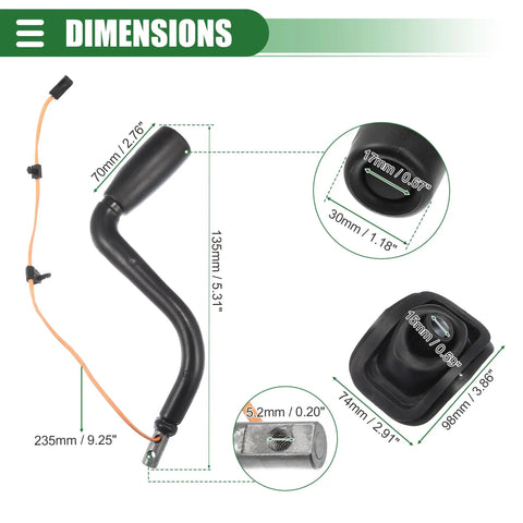 Dimensions of Automatic Transmission Shift Lever With Tow Switch For Chevy Silverado Suburban Avalanche 1500 2500 3500 Series Fits 1999 2007 2000 2006 2001 2006 Models 26075107 905106 15038407 15047818