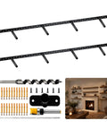 Beefy Heavy Duty Floating Shelf Brackets 43x8x1 Inch Hidden Black Metal Fireplace Mantel Brackets with installation kit