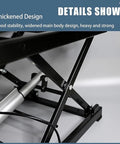 Close-up of sturdy electric scissor lift table mechanism showcasing thickened design and stability features.