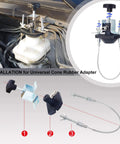 Installation of Pneumatic Brake Bleeder Kit With Master Cylinder Adapters For Clutch Fluid Bleeding, Pro Grade Oil Change System, Blue.