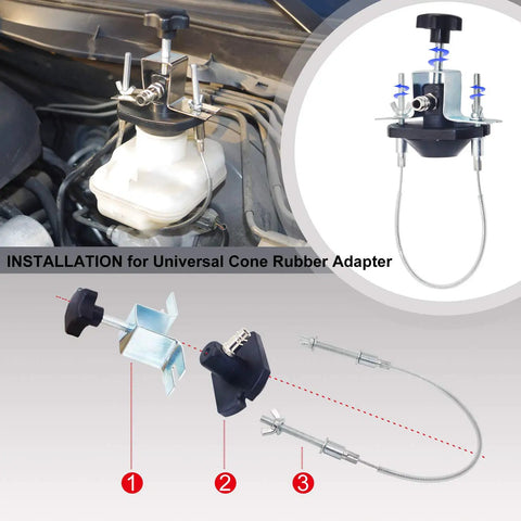 Installation of Pneumatic Brake Bleeder Kit With Master Cylinder Adapters For Clutch Fluid Bleeding, Pro Grade Oil Change System, Blue.