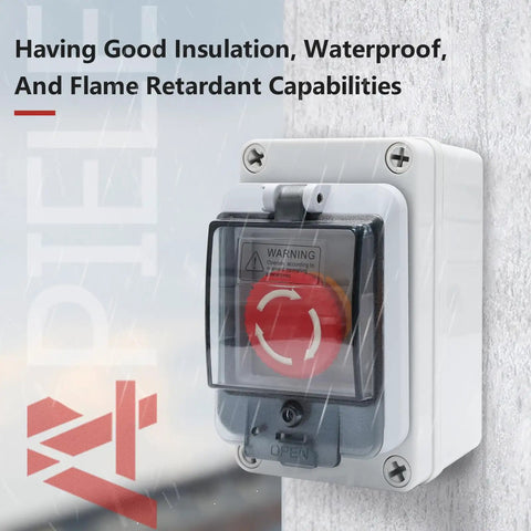 IP67 Outdoor Waterproof Button Switch Box With Emergency Stop Button Protective Cover Anti Misoperation Design mounted outdoors
