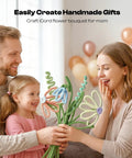 Family crafting with Aluminum Craft Wire and Acrylic Yarn Kit for I Cord Knitting Beginners to create iCord flower bouquet