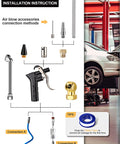 22-Packs Air Compressor Accessories Kit With 25 Foot Repairable PU Air Hose One Quarter Inch NPT Air Blow Gun Air Chuck Tire Gauge And Full Pneumatic Tool Set For Home Garage Projects installation guide