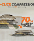 Cordless Vacuum Storage Bags 20 Pack With Rechargeable Wireless Pump Portable Space Saver showing 70% space saving on bed