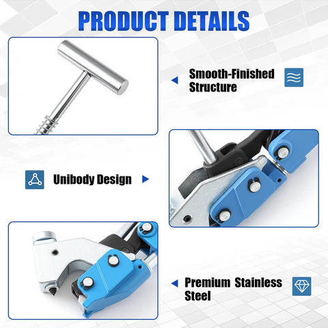 Tough Center Punch Bander Tool For Snug Hose Connections with stainless steel handle and unibody design for robust usage.