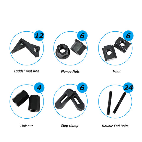 Hold Down Clamp Clamping Complete Set Kit For Bridgeport Mill Machine Featuring Durable Tool Steel Construction showing nuts and clamps, essential for secure workholding.