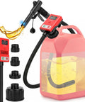 Battery Powered Fuel Transfer Pump With Auto Stop, 3.8 GPM, 71 Inch Hose, Includes 4 Adapters For Gasoline, Diesel, Kerosene