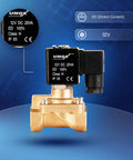 3/8 Inch NPT Solenoid Valve 12V DC Brass Normally Closed Multi Purpose Control Valve For Water Air And Gas With Durable Brass Construction